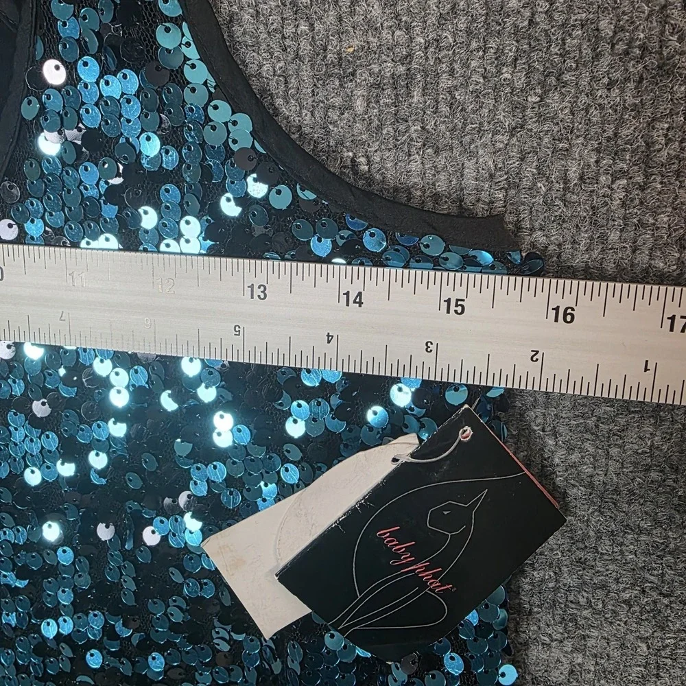 NEW Vintage Baby Phat Sequin Tank Top Deadstock M Blue Y2K‎ 90s Rave Festival - Picture 10 of 11